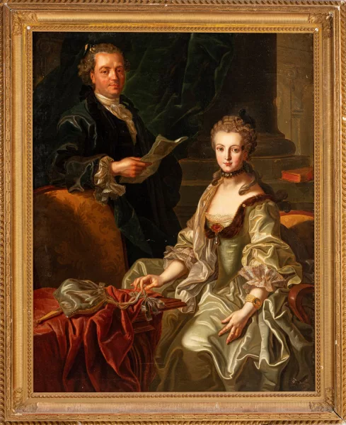 Charles André van Loo — Suiveur de Carle Van Loo — Portrait d'un homme de lettre et son épouse,