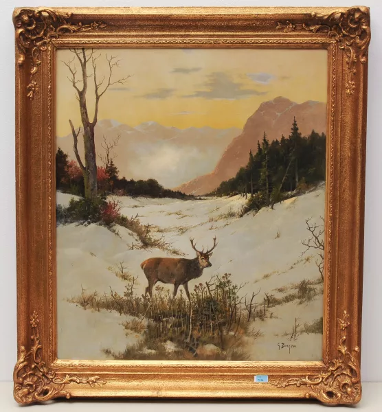 Georg Berger — Hirsch in einer Winterlandschaft