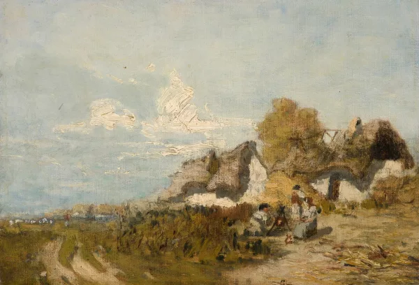 August von Pettenkofen — Attribué à Pettenkofen, August von — zugeschrieben Ungarische Strohhütten