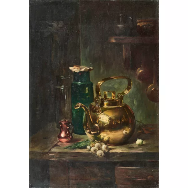 Maurice Louis Monnot — Nature morte avec oignons et théière.