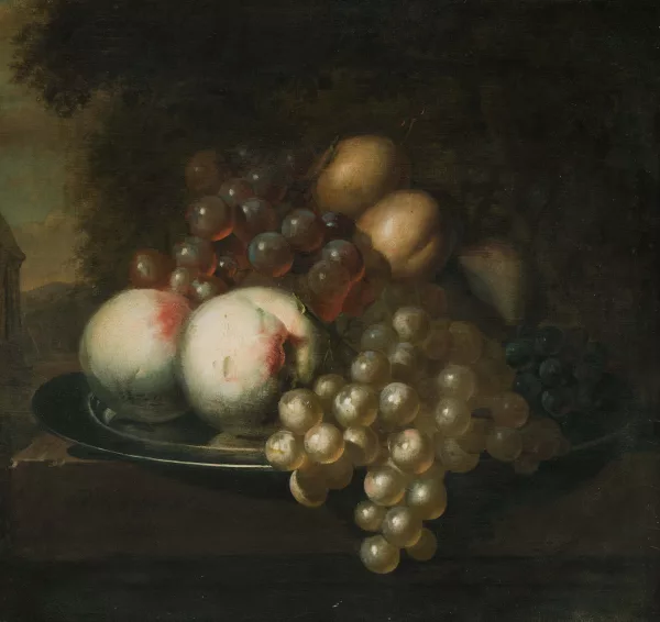 Jacoba Maria van Nickelen — Stilleben mit Trauben und Pfirsichen