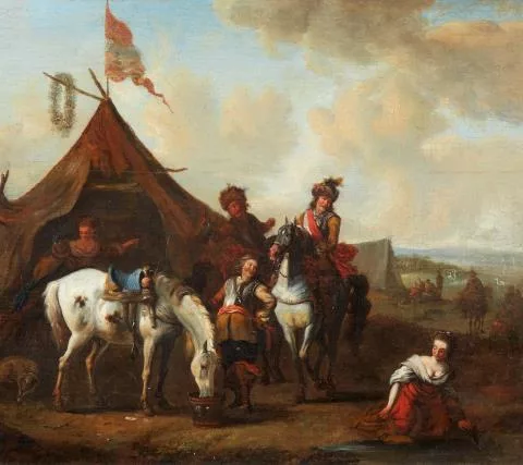 Pieter Wouwerman — Reiter vor einem Zelt