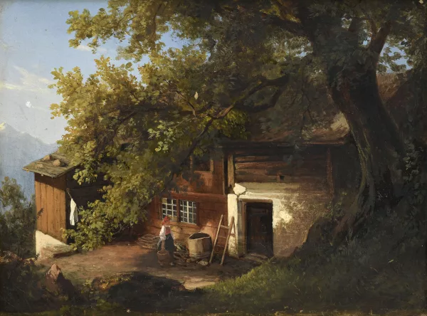 Carl Johann Friedrich Toeche — Attribué à Carl Johann Friedrich Toeche — Vue d'une ferme animée
