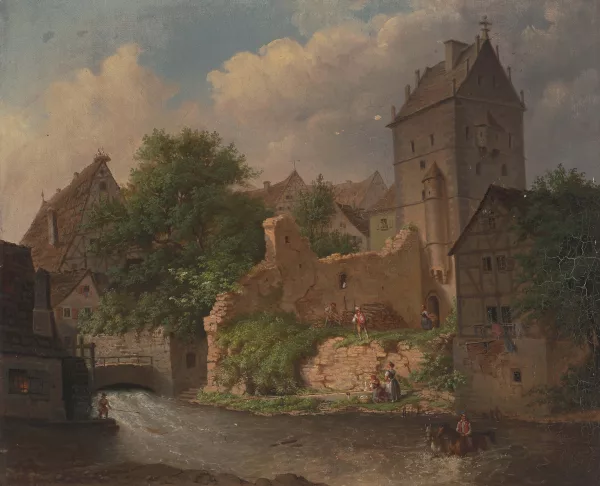 Carl Ebert — Ansicht einer Stadt mit Turm