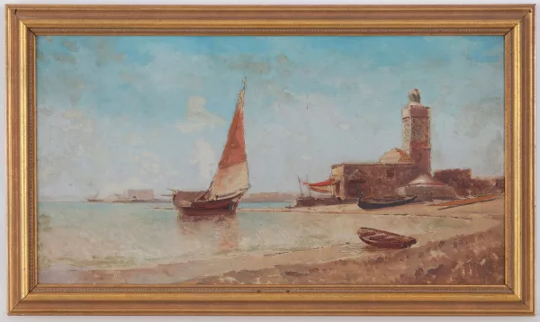 Félix Ziem — Attribué à Félix Ziem — Scène de port, bord du Nil