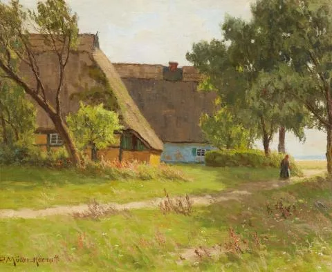 Paul Müller-Kaempff — Zwei Bauernhäuser am Weg zum Bodden
