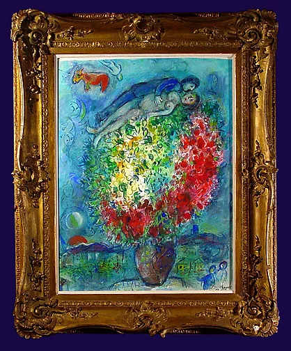 Marc Chagall — Bouquet au Couple d'Amoureux, 1970