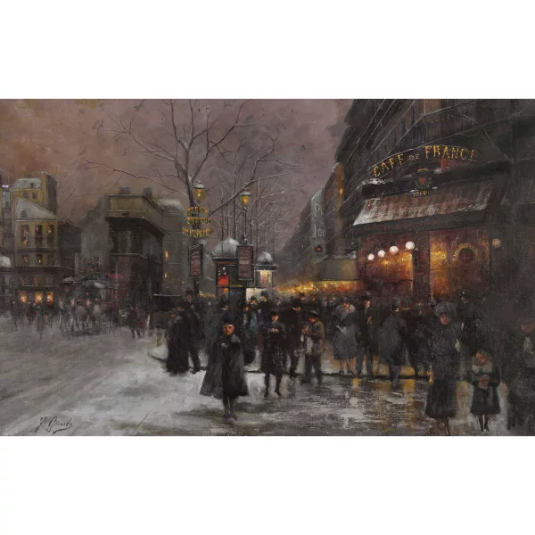 Fausto Giusto — Nächtlicher Boulevard in Paris mit der Porte Saint-Martin.