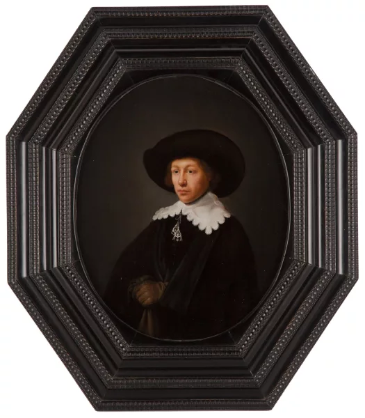 Gérard Dou — Entourage de Gérard Dou — Homme avec un chapeau et des gants,