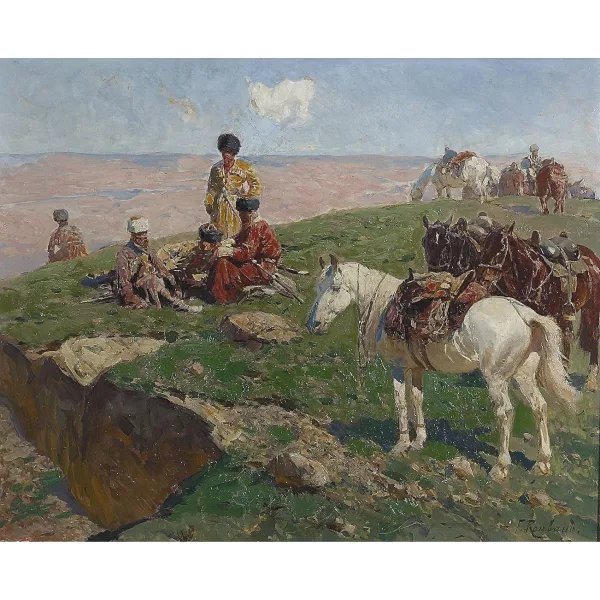 Franz Roubaud — Rastende Kosaken in der Steppe.