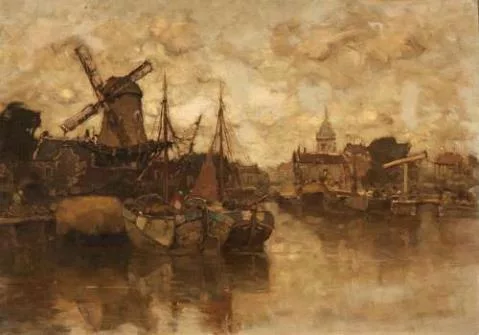 Ludvig Munthe — Ansicht einer holländischen Hafenstadt