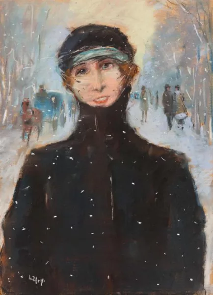 Lesser Ury — Dame im Schnee