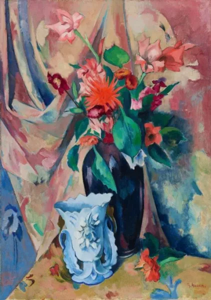 Heinrich Nauen — Blumenstilleben mit heller Vase