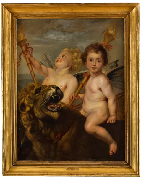 Pierre Paul Rubens — D’après Peter Paul Rubens — Putti chevauchant un lion,