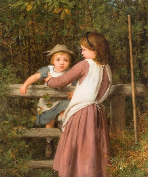 William Charles Thomas Dobson — Kinder über einen Zaun kletternd
