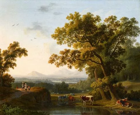 Jakob Philipp Hackert — Italienische Flusslandschaft mit einem Blick auf das Tibertal nördlich von Rom