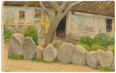 Lyonel Feininger — Village House with Tree and Boulders