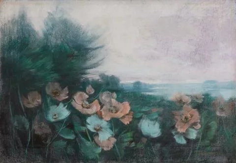 Karl Hagemeister — Seenlandschaft mit Mohnblumen
