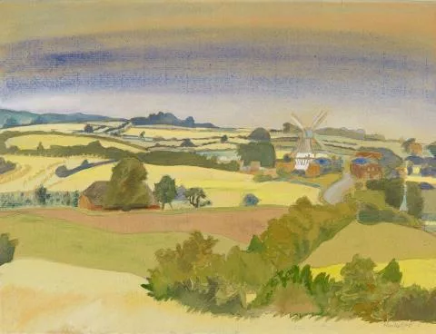 Erich Heckel — Herbstlandschaft mit Windmühle