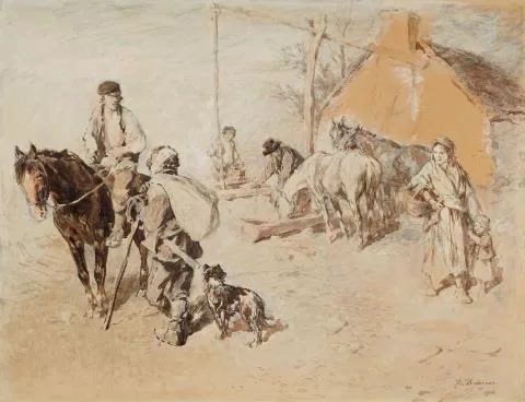 Gregor von Bochmann — Pferde an der Tränke