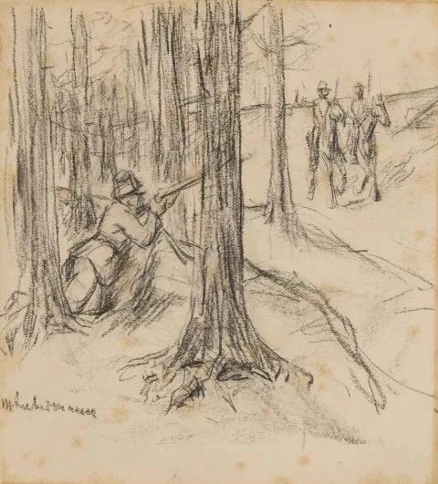 Max Liebermann — Entwurf zur Illustration "Anekdote aus dem letzten Krieg - Der Marodeur" für Heinrich von Kleist "Kleine Schriften"