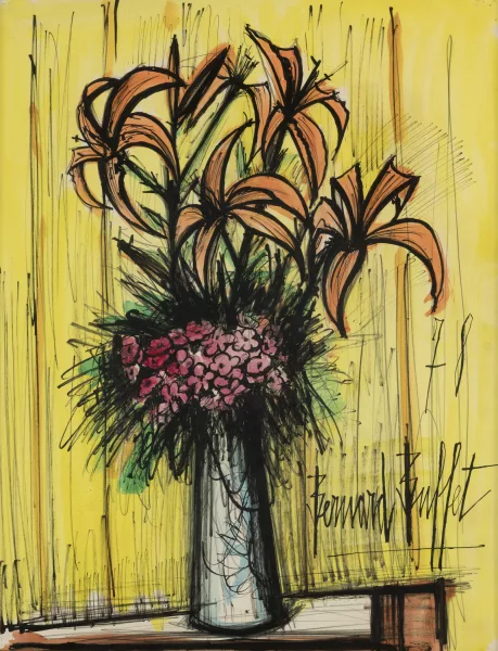 Bernard Buffet — Liliums et fleurs roses I,