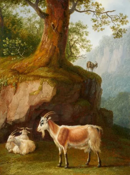Jakob Philipp Hackert — Bergige Landschaft mit vier Ziegen