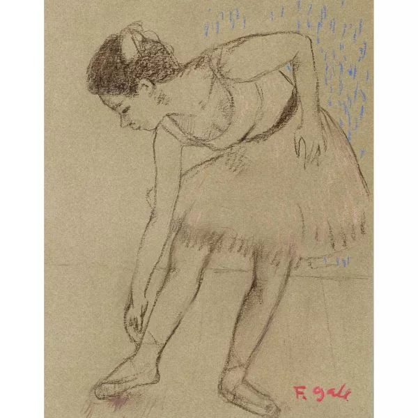 François Gall — Balletttänzerin beim Schnüren ihrer Schuhe.