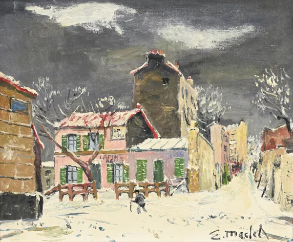 Élisée Maclet — Vue du Lapin Agile sous la neige