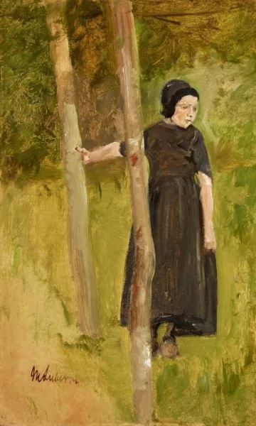 Max Liebermann — Kind unter Bäumen - Studie zu den "Spielenden Kindern"