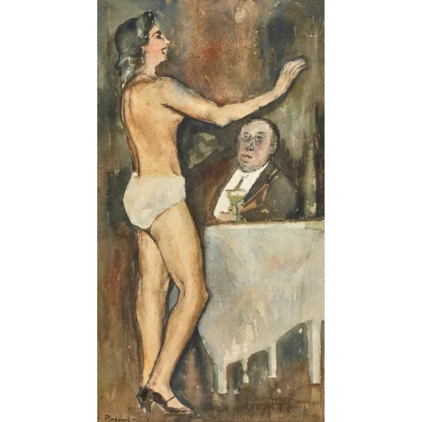 Jules Pascin — "Jeune danseuse, à demie nue, au variété".