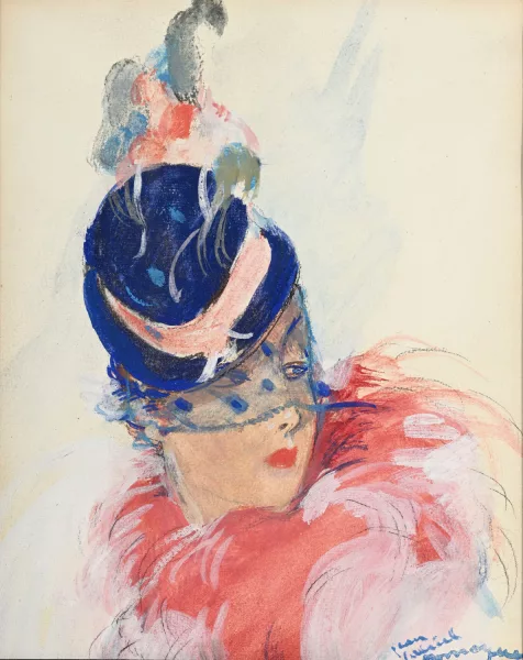 Jean-Gabriel Domergue — Portrait d'élégante au chapeau et à la voilette