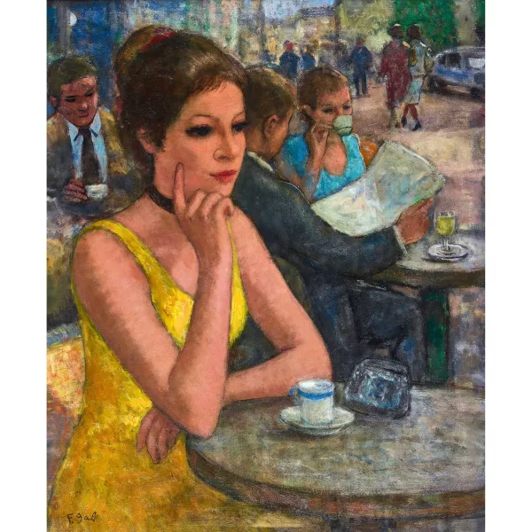 François Gall — Sitzende junge Frau in gelbem Kleid.