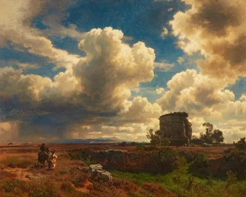 Oswald Achenbach — Campagnalandschaft bei aufziehendem Gewitter (Villa Gordiani an der Via Prenestina bei Rom)