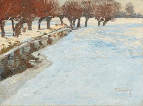 Max Clarenbach — Verschneite Winterlandschaft mit Kopfweiden