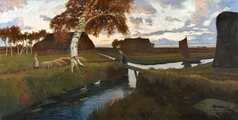 Otto Modersohn — Abend im Moordorf
