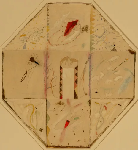Mimmo Paladino — Achteckiges Blatt, teils gefaltet, 1976