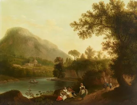 Jakob Philipp Hackert — Der Fiume Incastro mit Ariccia im Hintergrund