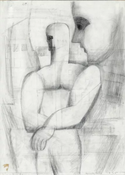 Marcelle Cahn — Zwei Figuren (Dessin cubiste), 1925