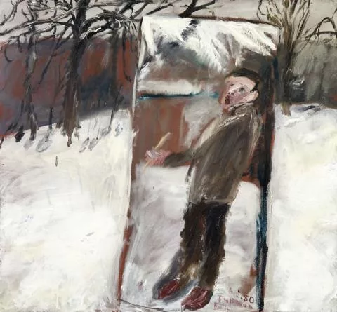 Klaus Fußmann — Ohne Titel (Selbst im Spiegel-Schnee)