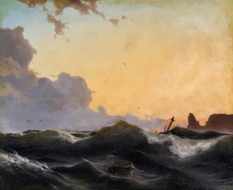 Andreas Achenbach — Stürmische See im Abendlicht
