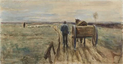 Max Liebermann — Bauer mit Pferd und Fuhrwerk