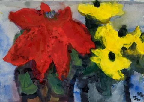 Klaus Fußmann — Ohne Titel (Christstern und Rudbeckia)