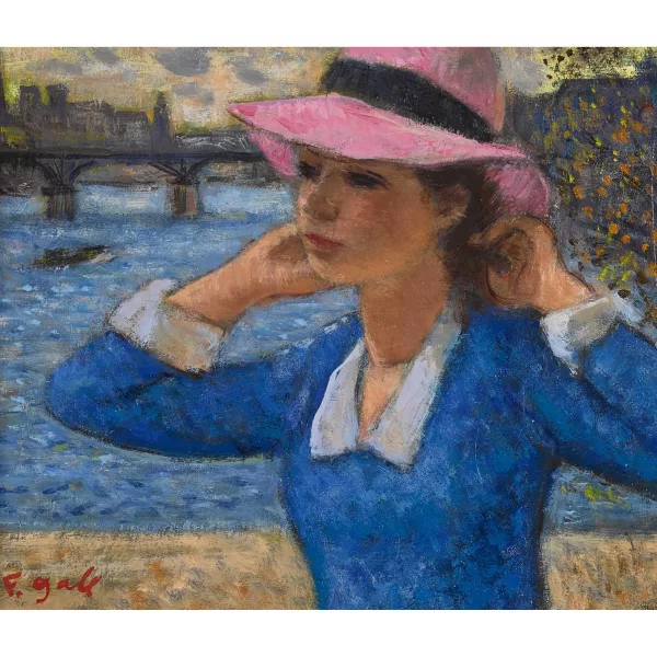 François Gall — Junge Frau auf einer Seine-Brücke in Paris.