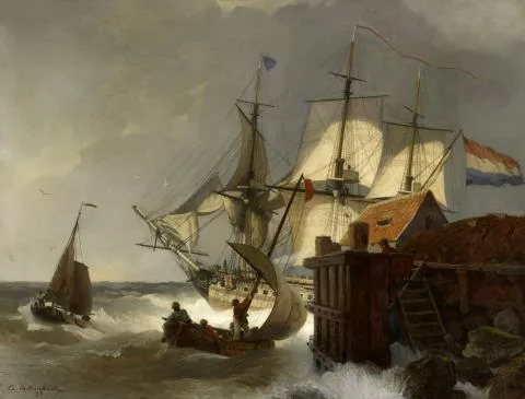 Andreas Achenbach — Segelschiffe an der Küste