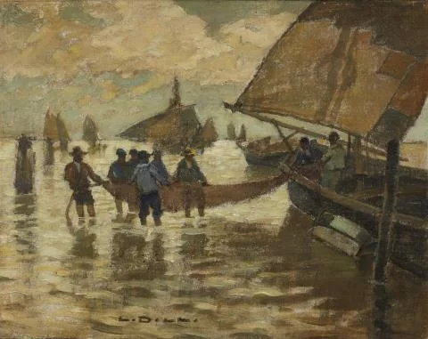 Ludwig Dill — Fischer beim Netze waschen