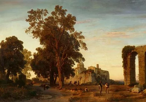 Oswald Achenbach — Bergstadt in der Campagna