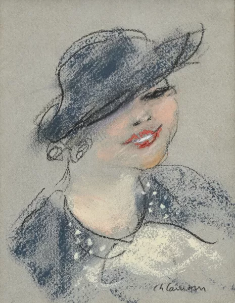 Charles Camoin — Portrait de femme au chapeau,