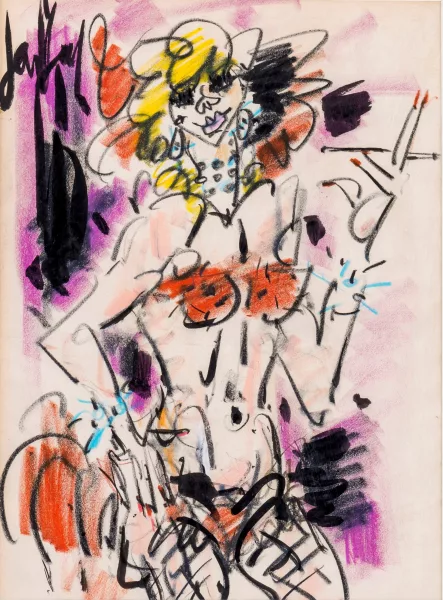 Eugène Paul — Gen Paul (1895-1975), Nu féminin, pastel gras et