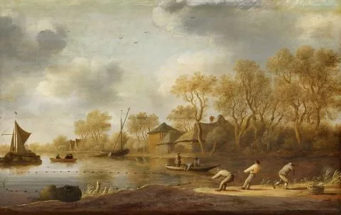 Pieter de Neyn — Landschaft mit Fischern beim Einholen der Netze